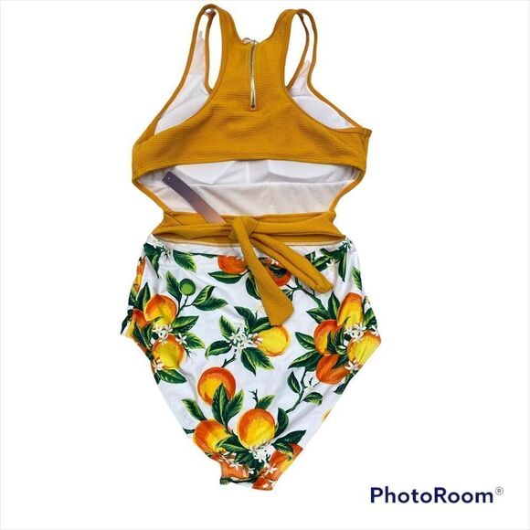 New With Tags Molybell Cut Out Fruit Print One Piece Swim Suit Size Medium - Picture 4 of 13